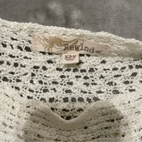 Rewind Ivory Crochet Knit Sweater Size XXL - Picture 6 of 9